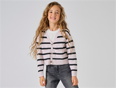 Kids ONLY birch/black striped v-neck knit cardigan